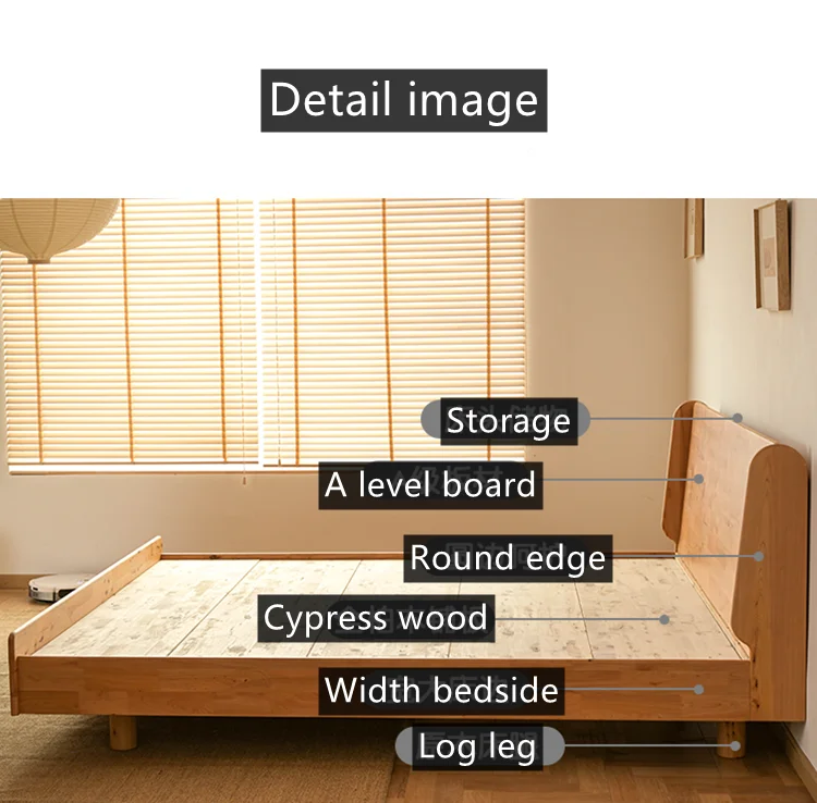 Factory Latest King Queen Size Modern Bedroom Furniture Bed Frame Solid Wooden Bed