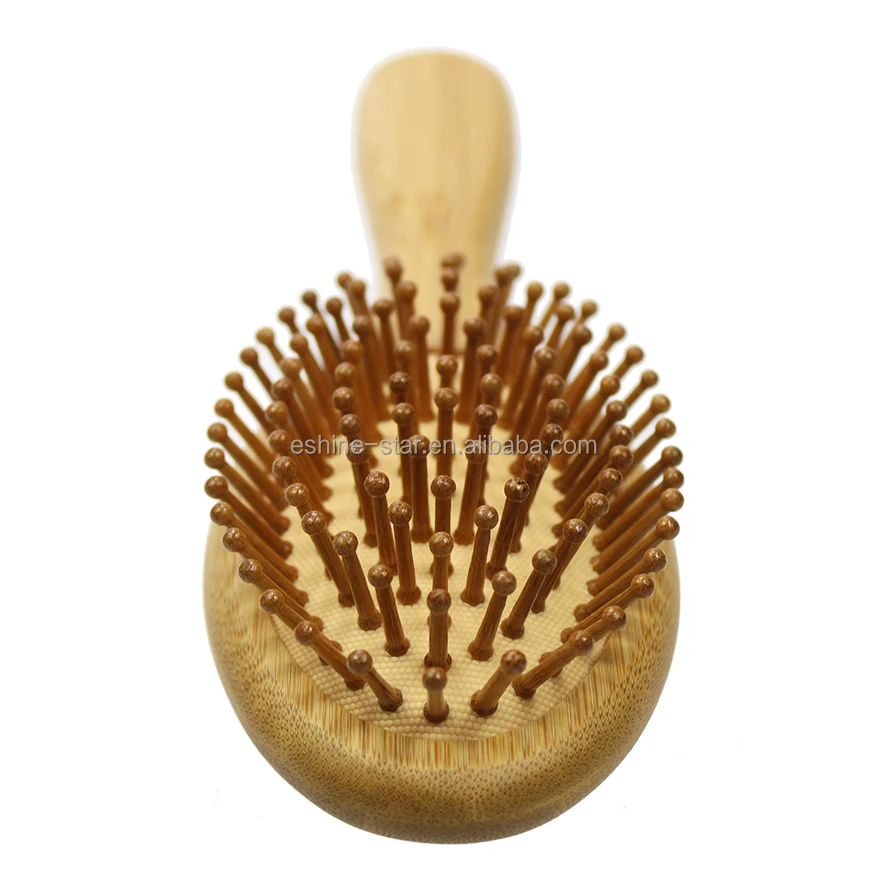 Custom Logo Bamboo Hair Brush Rat Tail Comb For Men Women Natural Detangling Paddle Hairbrush Make Hair Smooth Massage Scalp