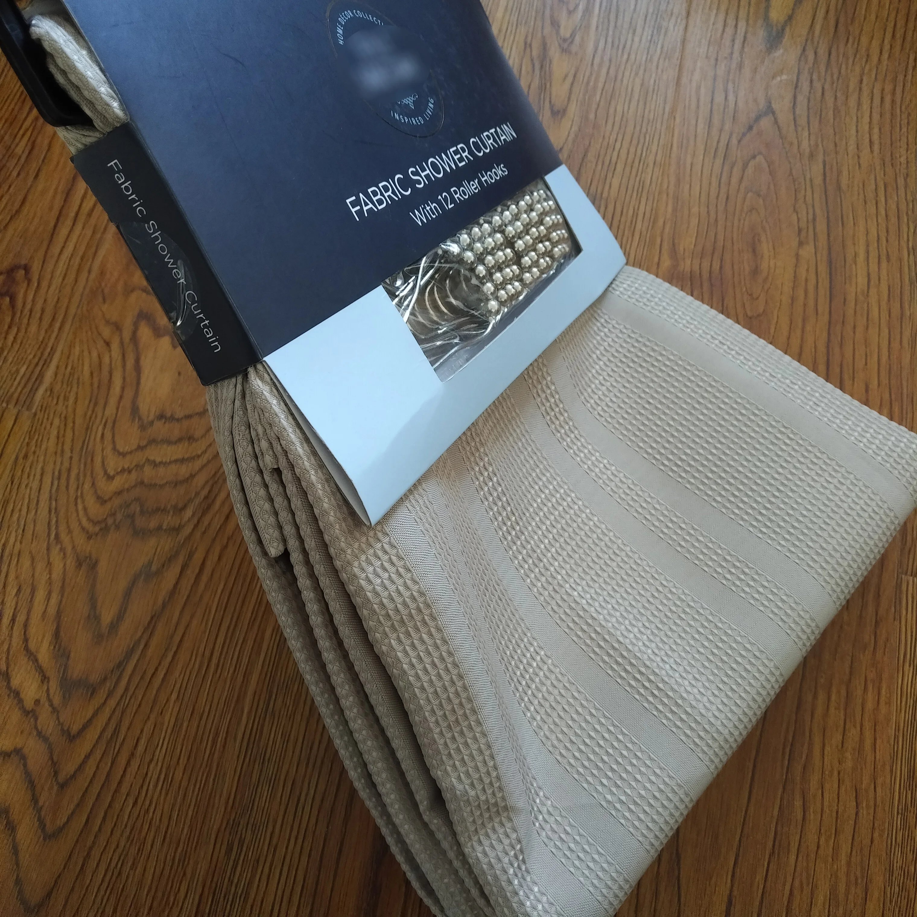 Creative Scents Solid Colour Hotel Luxury Waffle Weave Square Waterproof stainless steel hooks Shower Curtain for Bathroom Spa