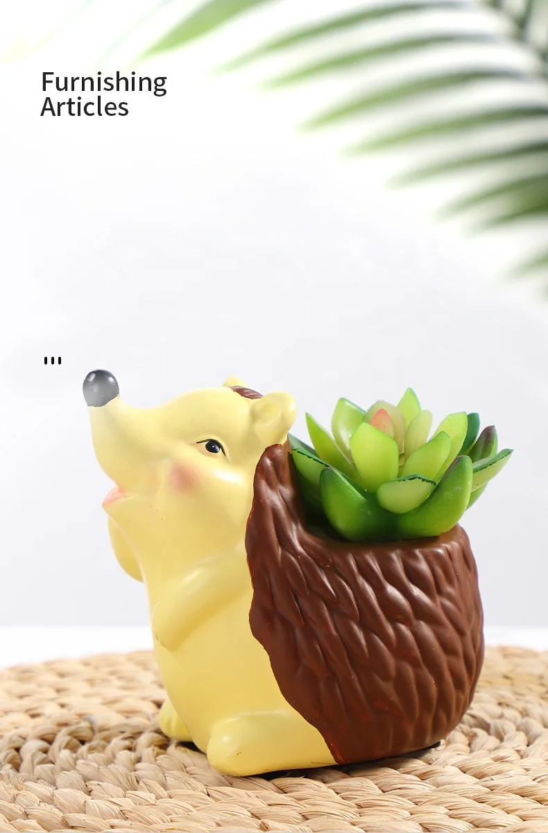 Cross-border resin crafts Halloween new cartoon hedgehog flower pots succulent home furnishings custom desktop furnishings