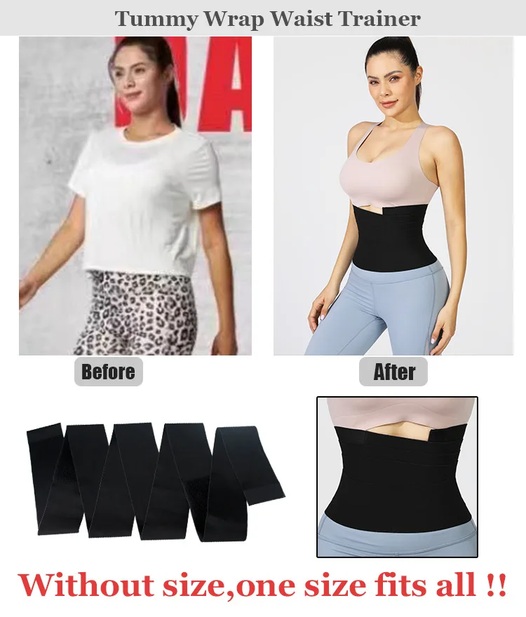 Adjustable one size invisible slim snatch me up lumbar waistband band elastic compression belt bandage body wrap waist trainer