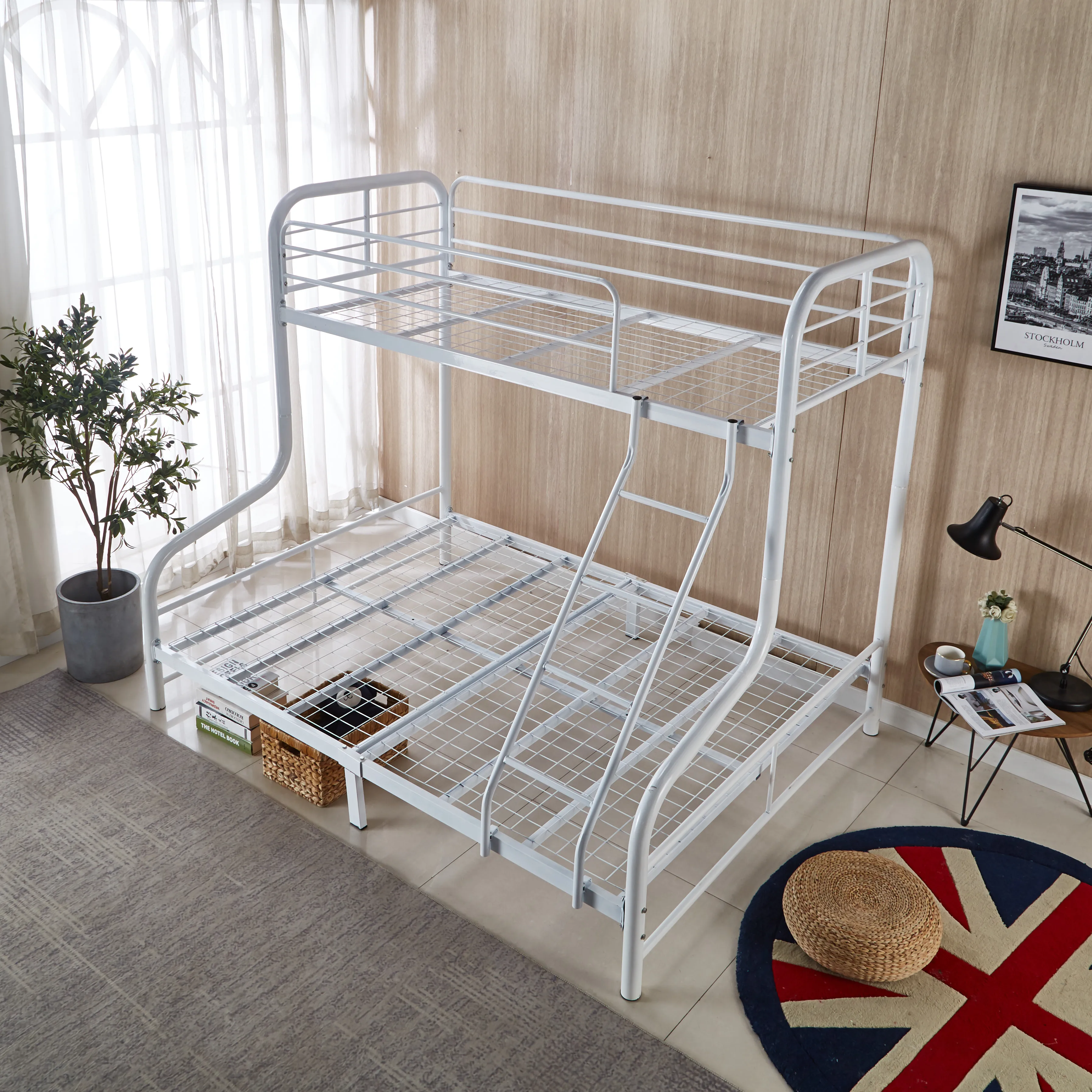 new design metal home furniture for bedroom cheap super single double bunk bed triple bunk bed