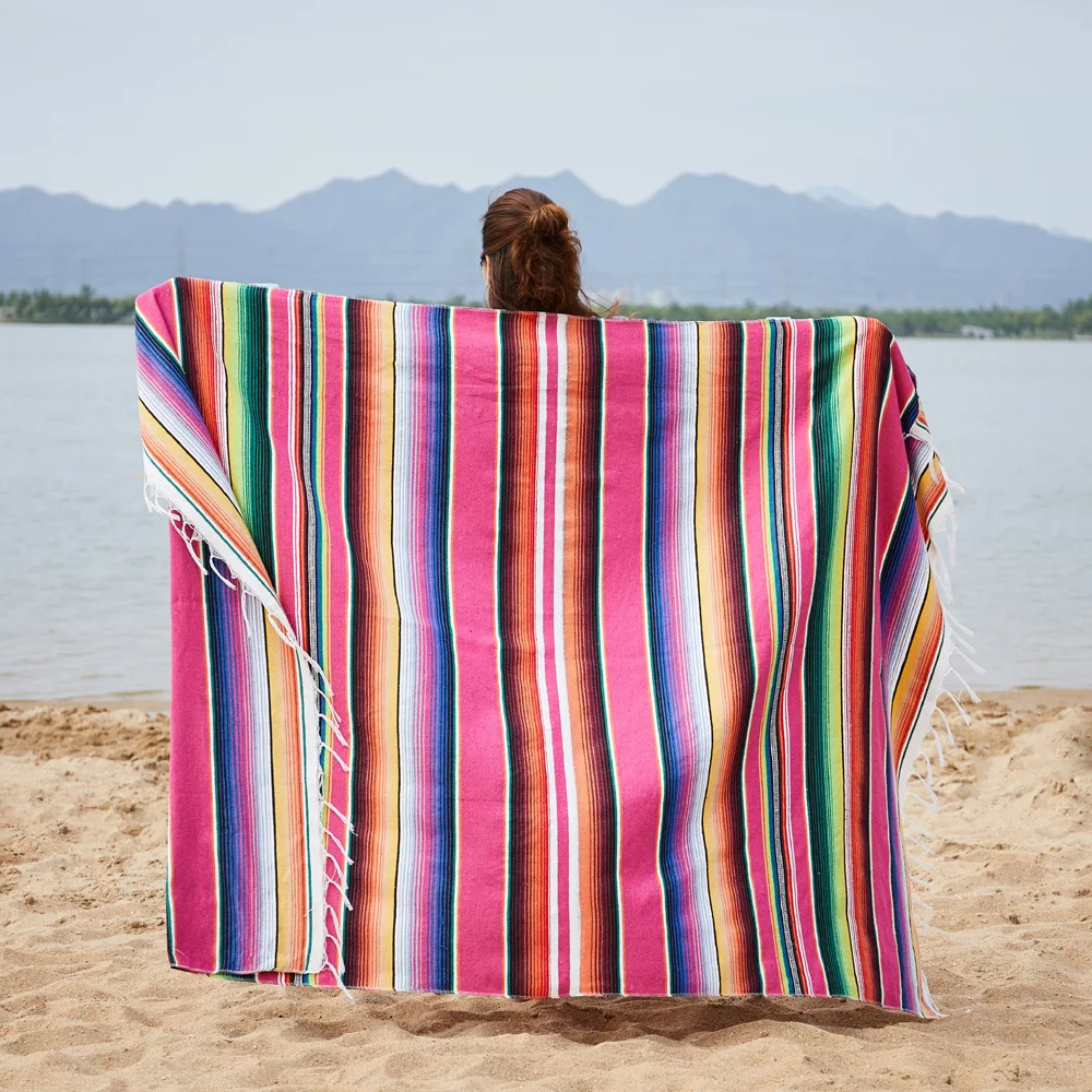 Modern Bohemian Summer Picnic Throw Blanket Mexican Table Cloth Cover Tapestry Blanket