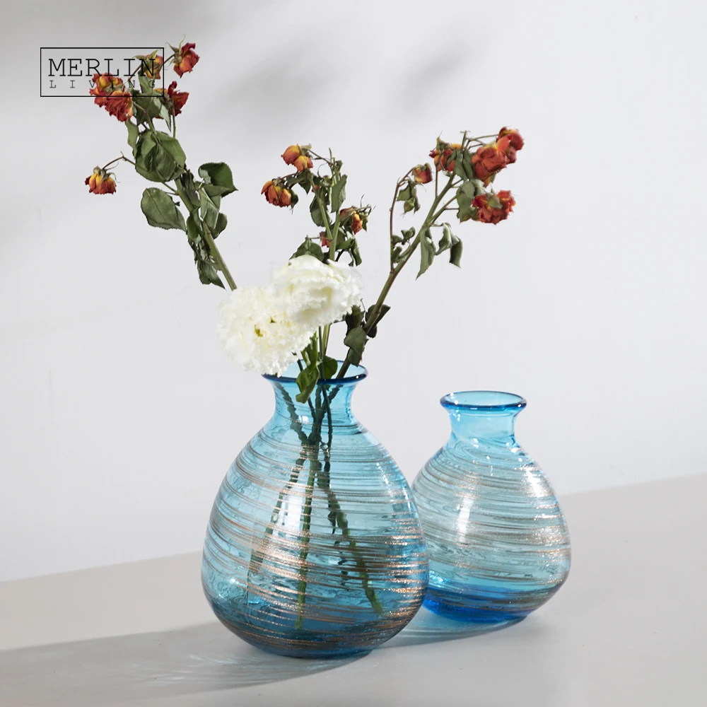 Merlin Living Luxury Crystal Vase Decoration Tracing Silver Plated Glass Vase Nordic Home Decor For Glass Flower Vase