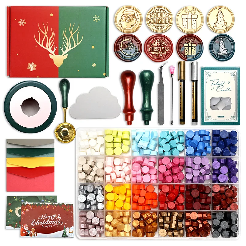 Christmas Wax Seal Stamps Snowman Christmas Collection Copper Head Sealing Wax Envelope Hand Ledger Gift Wax Seal Stamp Kit