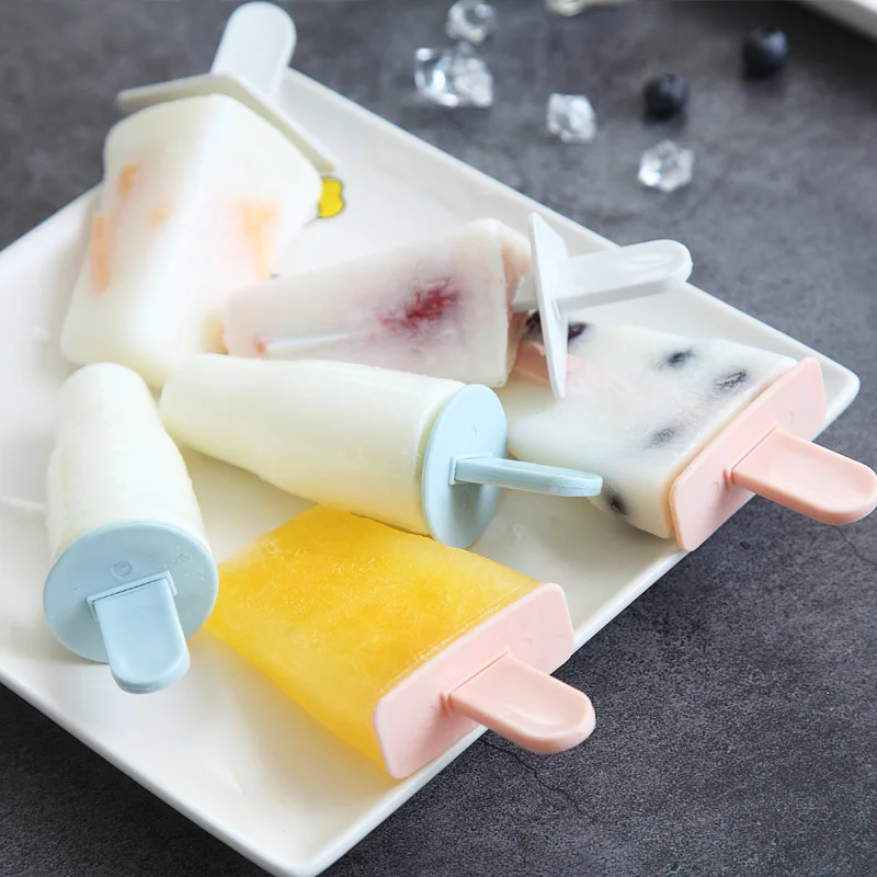 Ice Lolly Mould 4 Grids Food Grade PP Homemade Popsicle Mold Tool with Sticks Easy to Remove DIY Ice Complementary Food Box
