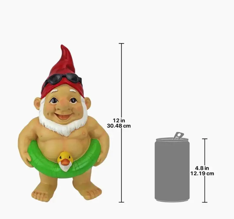 Cute Resin Sexy Garden Gnome Naked With Swing Ring  Statue Pool  Beach Decoration