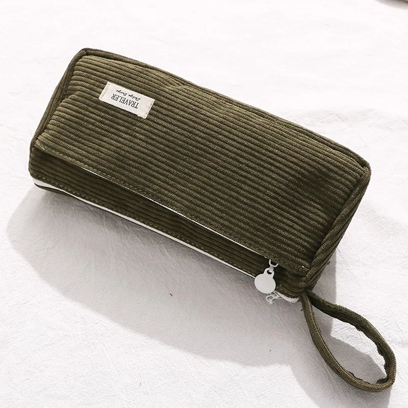 Corduroy Pencil Case Korean Stationery Pen Case Large Capacity Multifunctional Pencilcase School Supplies Pencil Pouch