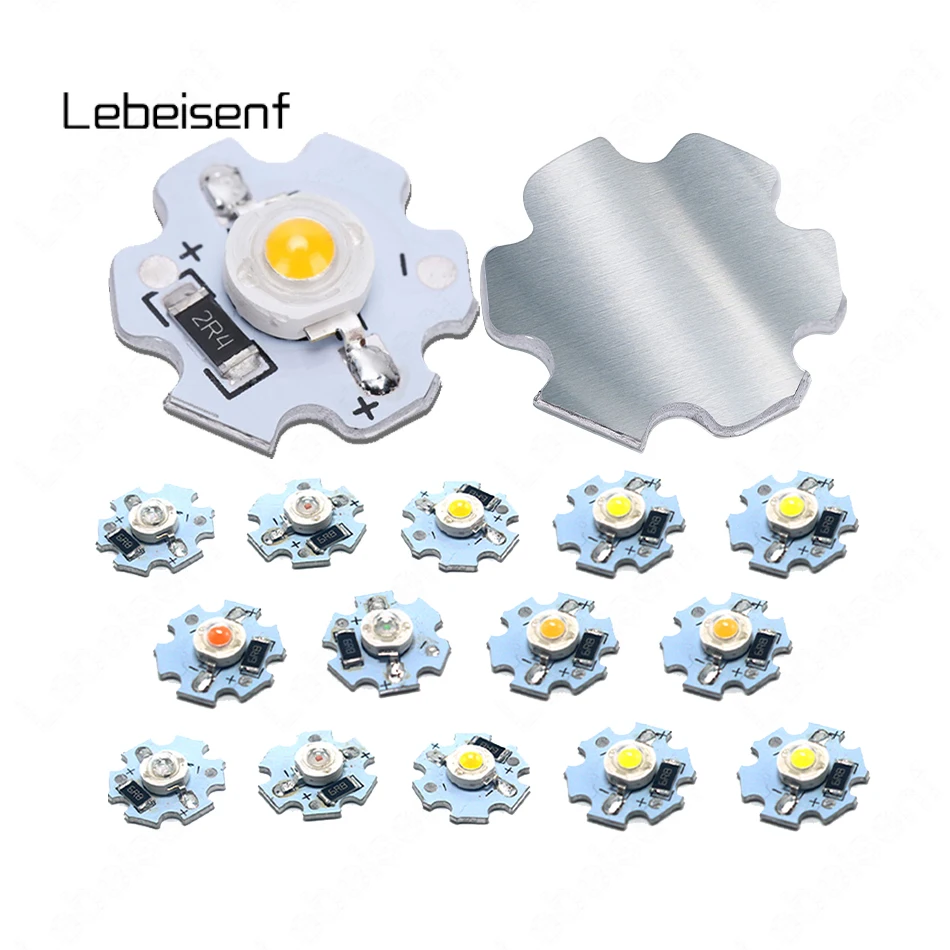 USB DC 5V LED High Power Lamp - 0.5W/1W/3W Options, Single/Multi-Color, with Resistor & 20mm Aluminum PCB Substrate
