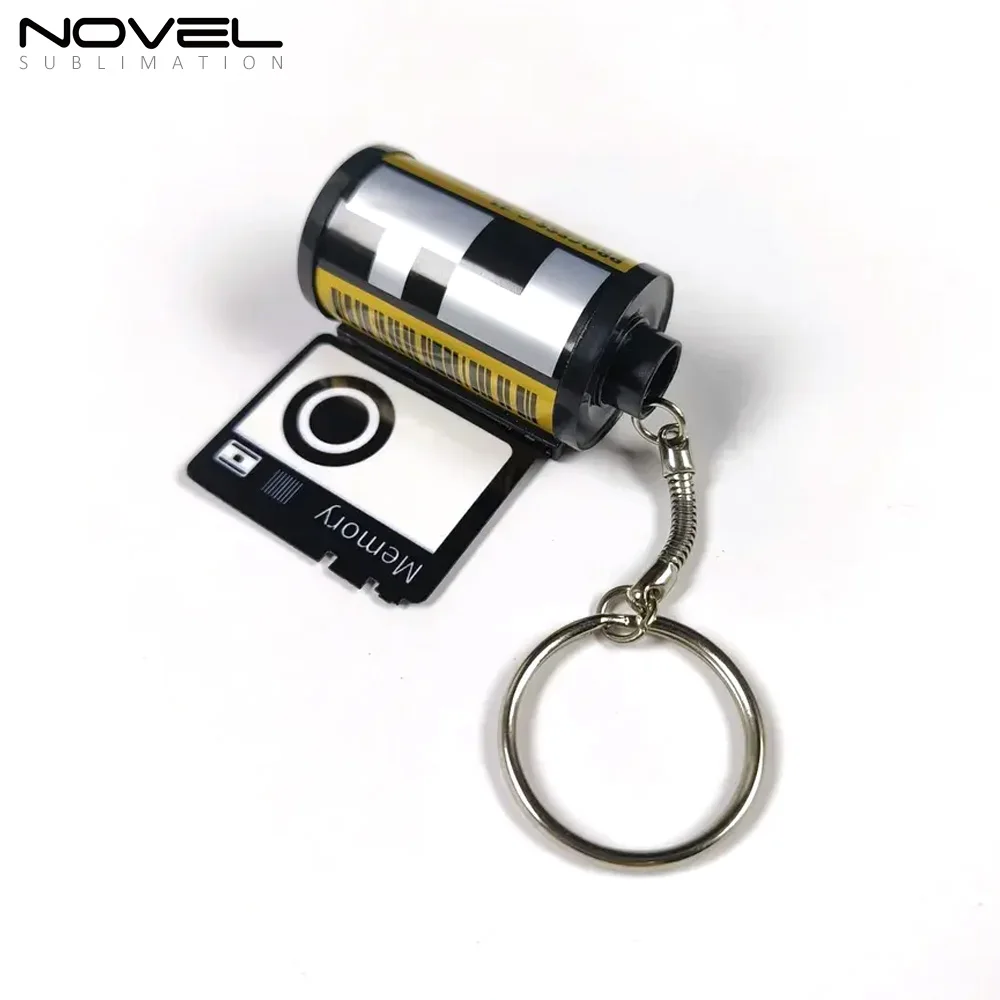 MultiPhoto Key Rings Vintage Custom Photo Personalized Keychains Picture Album Sublimation Blank Film Roll Keychain