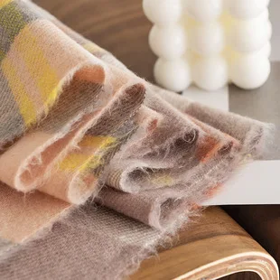 180cm Custom Warm Soft Pashmina Neck Scarves Korea Japan Shawl Blanket Ladies Plaid Tassel Cashmere Winter Scarf for Women