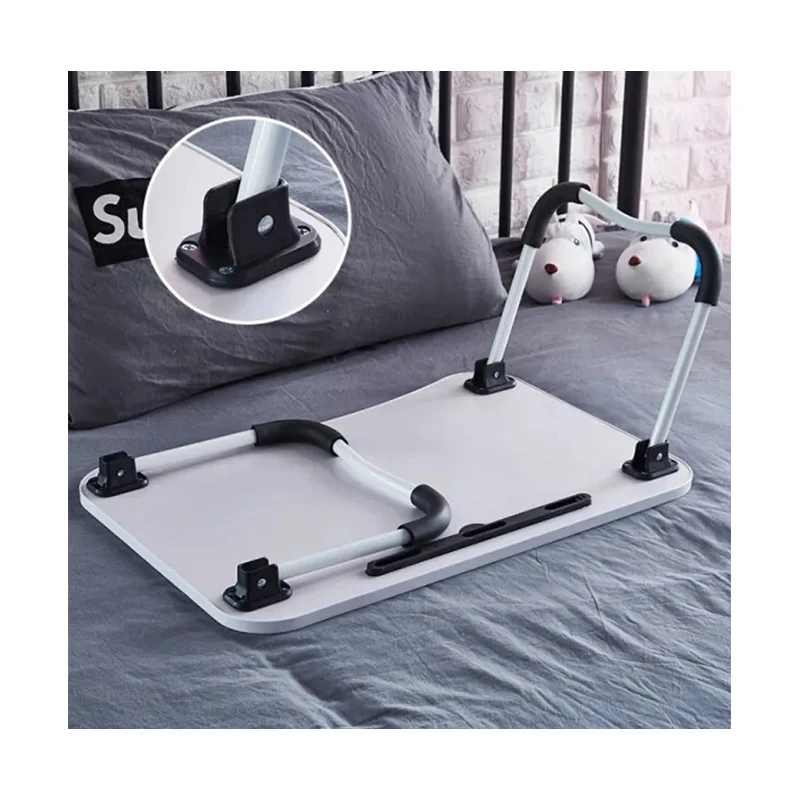 Low Price Waterproof Brown Wooden Height Adjustable Folding Computer Table For Bed