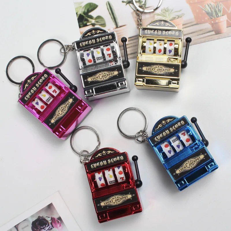 Mini Gambling Slot Machine Key Chains Pocket Fruit Lucky Jackpot Gadget Antistress Toys Funny Games keychain game
