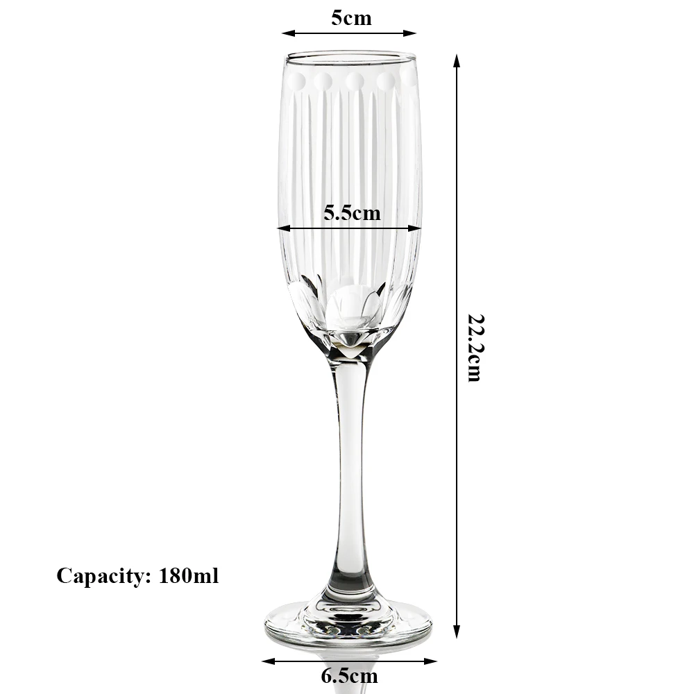 Luxury 180ml Flutes Goblets Glass 8oz Crystal Bubble Drinking Champagne Glasses
