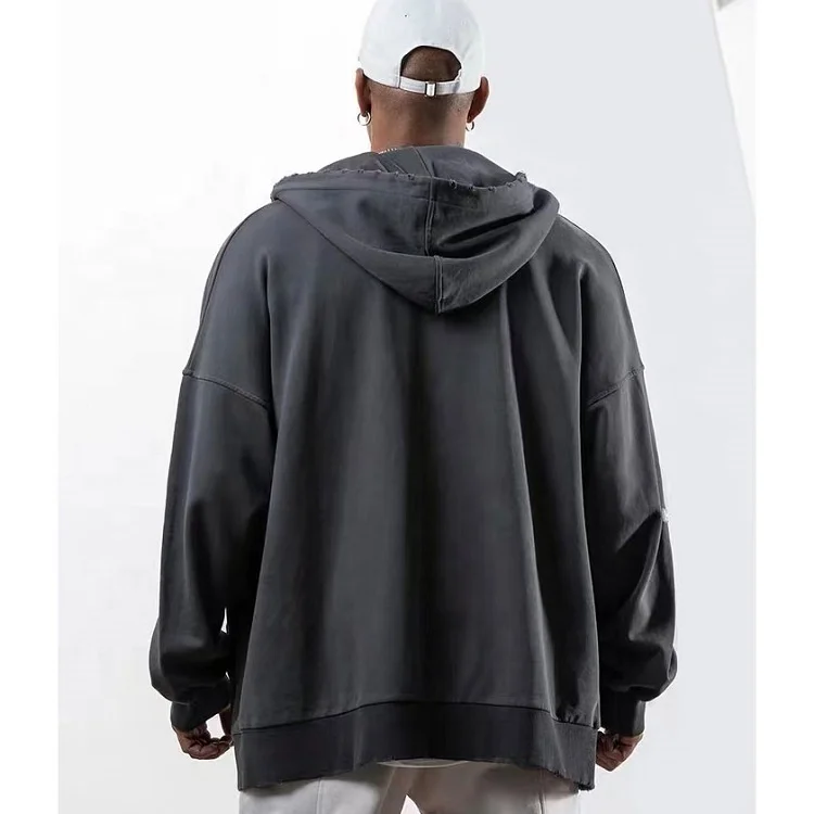 2022 New Arrivals Streetwear Mens Hoodie Cotton Heavy Weight French Terry Unisex Oversize Women Zip up Hoodies no Strings