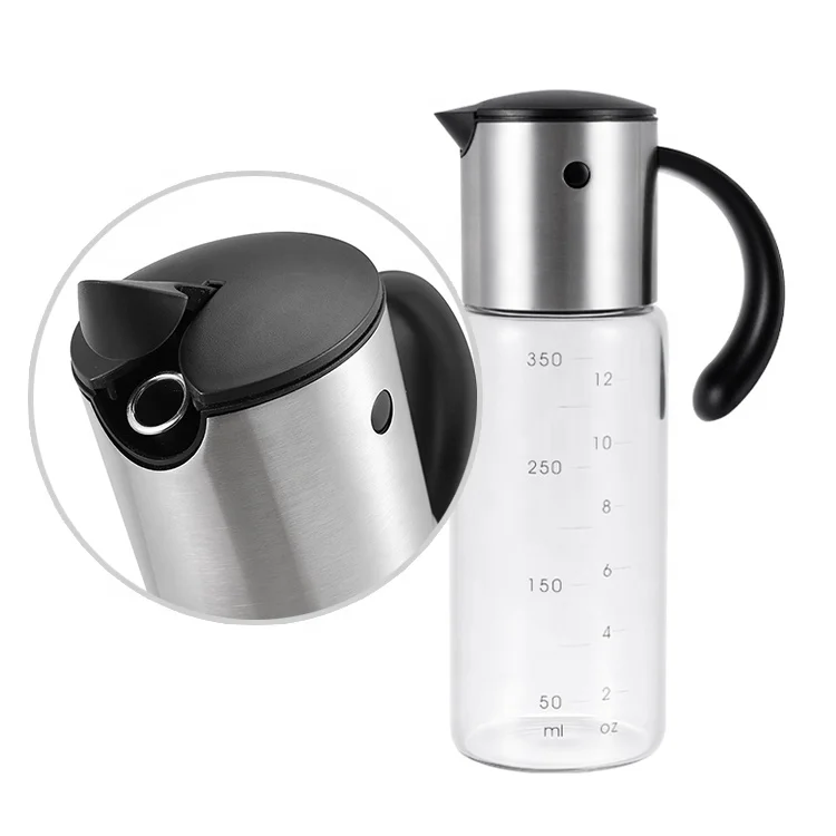 LFGB 350ml High Quality Borosilicate Glass Cooking Oil Bottle and Vinegar Dispenser Bottle Cooking Olive Oil Sprayer Pourer