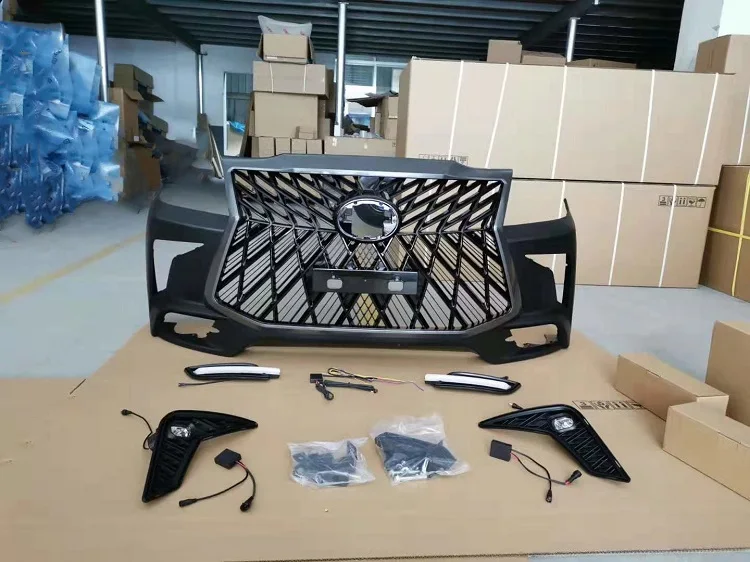 car body parts auto front bumper grille fog lamp cover accessories body kit for Toyota Hilux Vigo Upgrade to Lexus 570