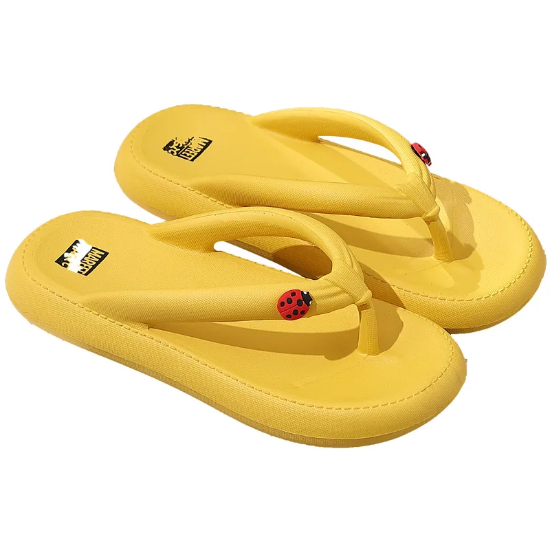 Flip-flops slippers cute ladybug non-slip soft thick-bottomed beach couple flat slippers summer