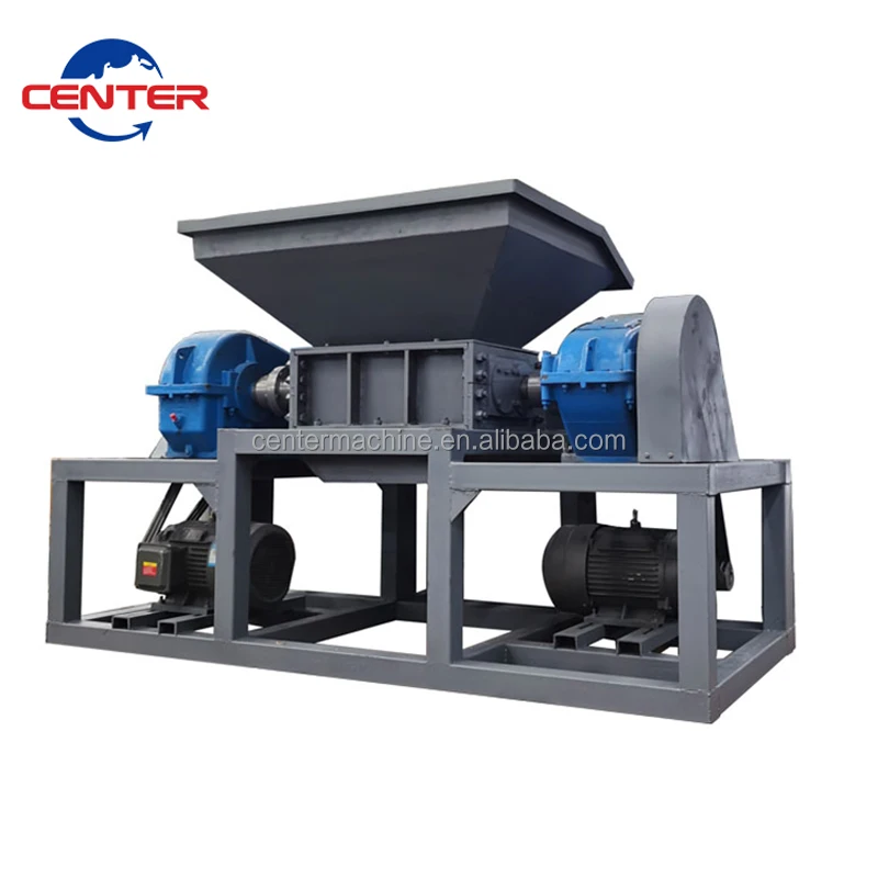 Good Price  400 Industrial Solid Scrap Metal Tire Rubber Plastic Wood Foam Silicone Rubber Double Shaft Shredder Machine