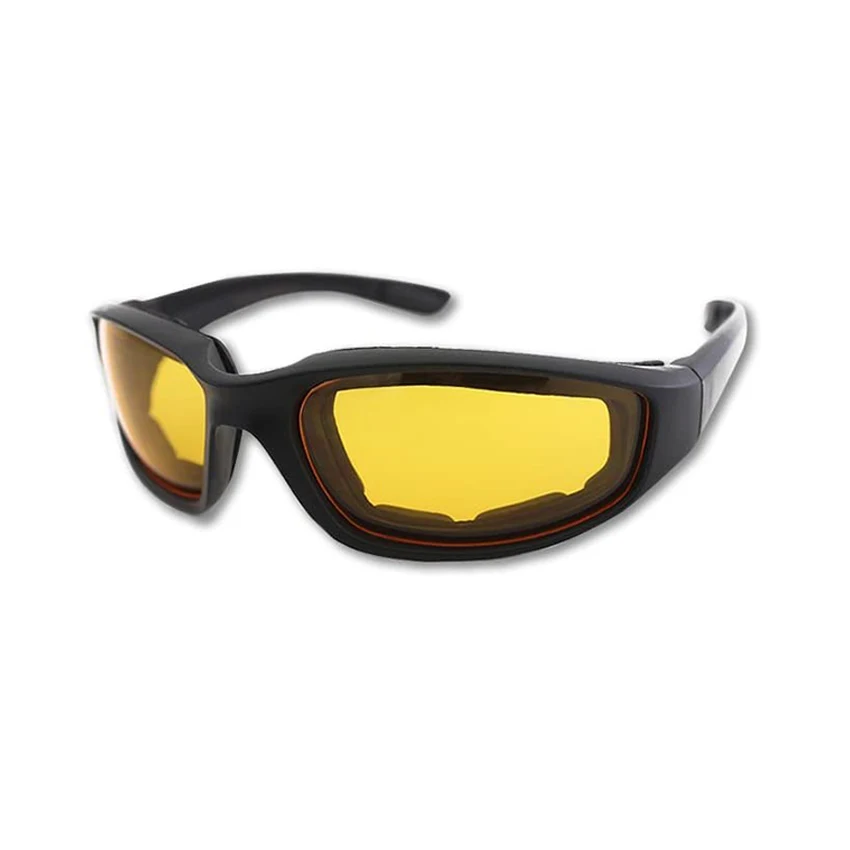 1 Pair Motorcycle Riding Glasses Padding Goggles UV Protection Dust proof Wind proof Motorcycle Sunglasses with Yellow Lens