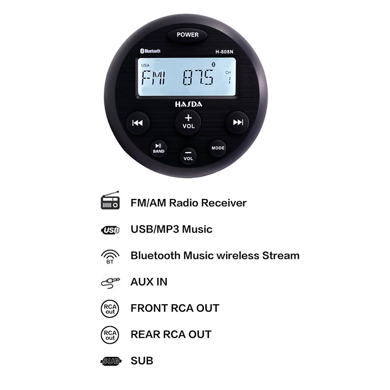 Waterproof Motorcycle mp3 player with hands free for golf cart marine bathroom swimming spa pool dudio H-808N