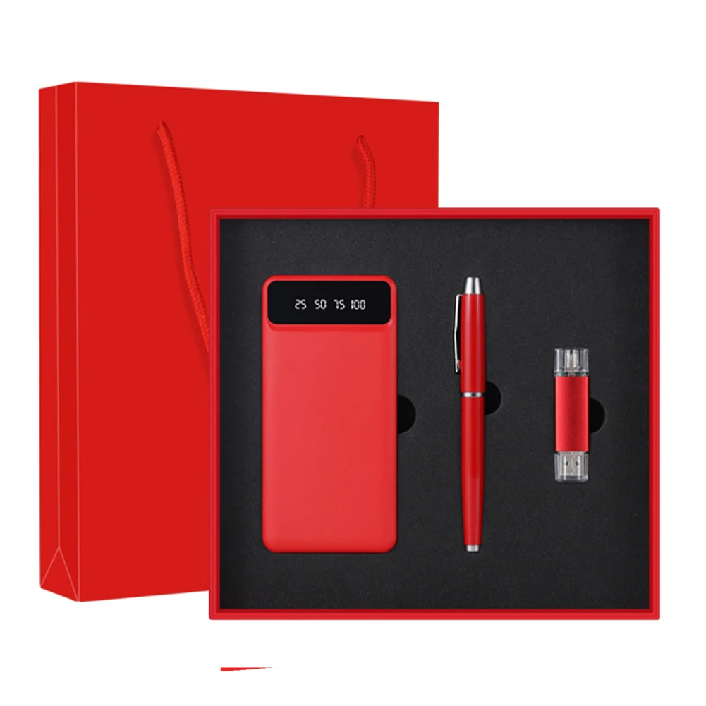 Corporate Promotional Gift Items, Outdoor Car Data Cable Charging Bank Set Set Custom Office Gift Set/