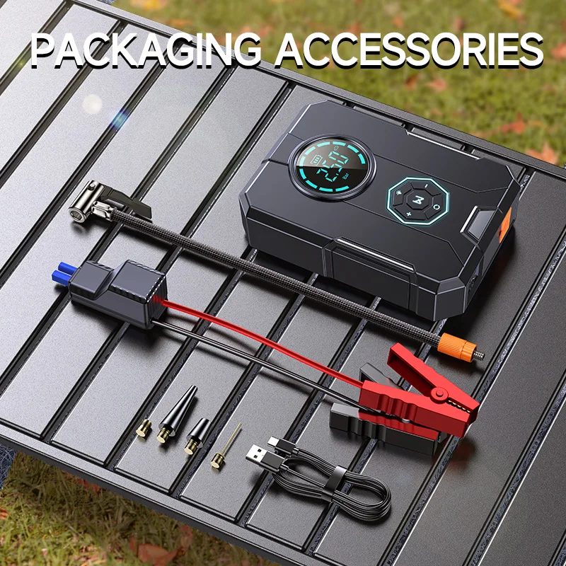 High Power Portable Lithium Battery Car Jump Starter Multi-Function ABS Air Pump With Power Bank