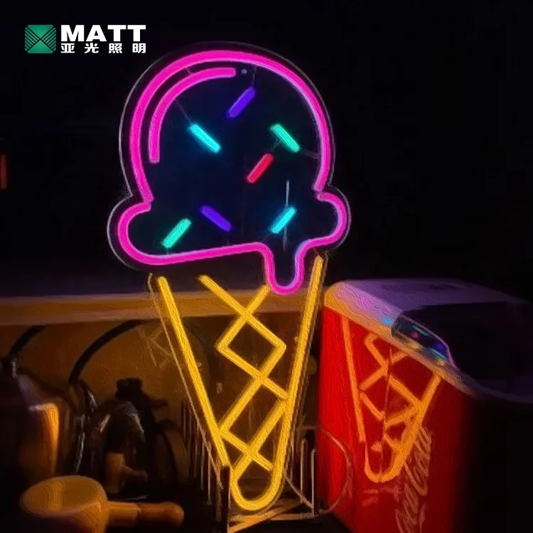 Matt Dropshipping High Quality Ice Cream Neon Sign Food Led Neon Light Sign for Dessert Shop Restaurant Wall Decor