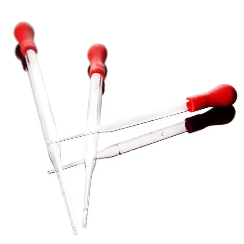 Rubber Head Lab Transfer Glass Serological Volumetric Pipette Curve Tip Dropper Pipettes