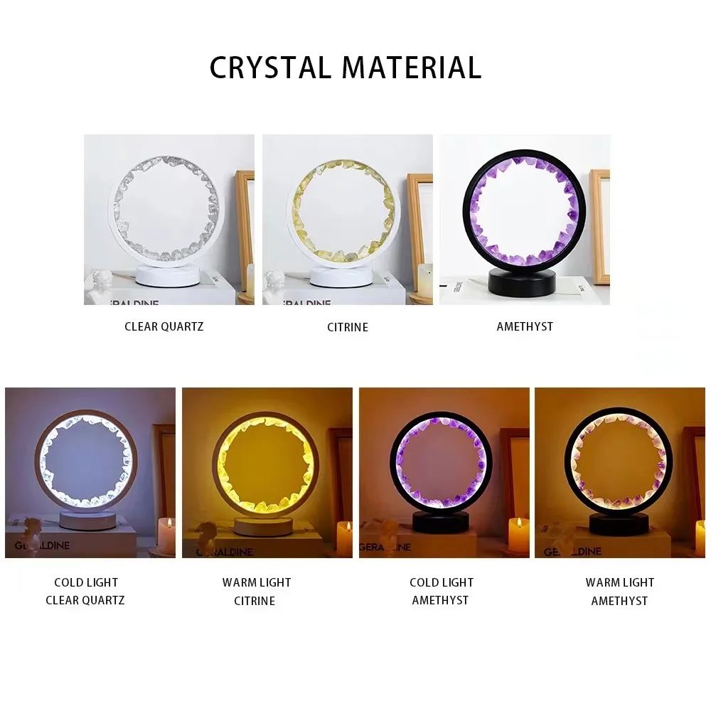 Natural  Crafts amethyst lamp crystal raw stone semi-precious stone night light crystals healing stones