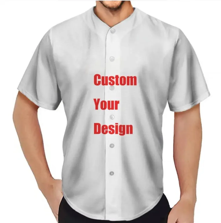 V Neck Mens Sports Wears T Shirt Fitness Clothing Custom Polynesian POD Button Down Blue Polyester Baseball Jerseys Uniform