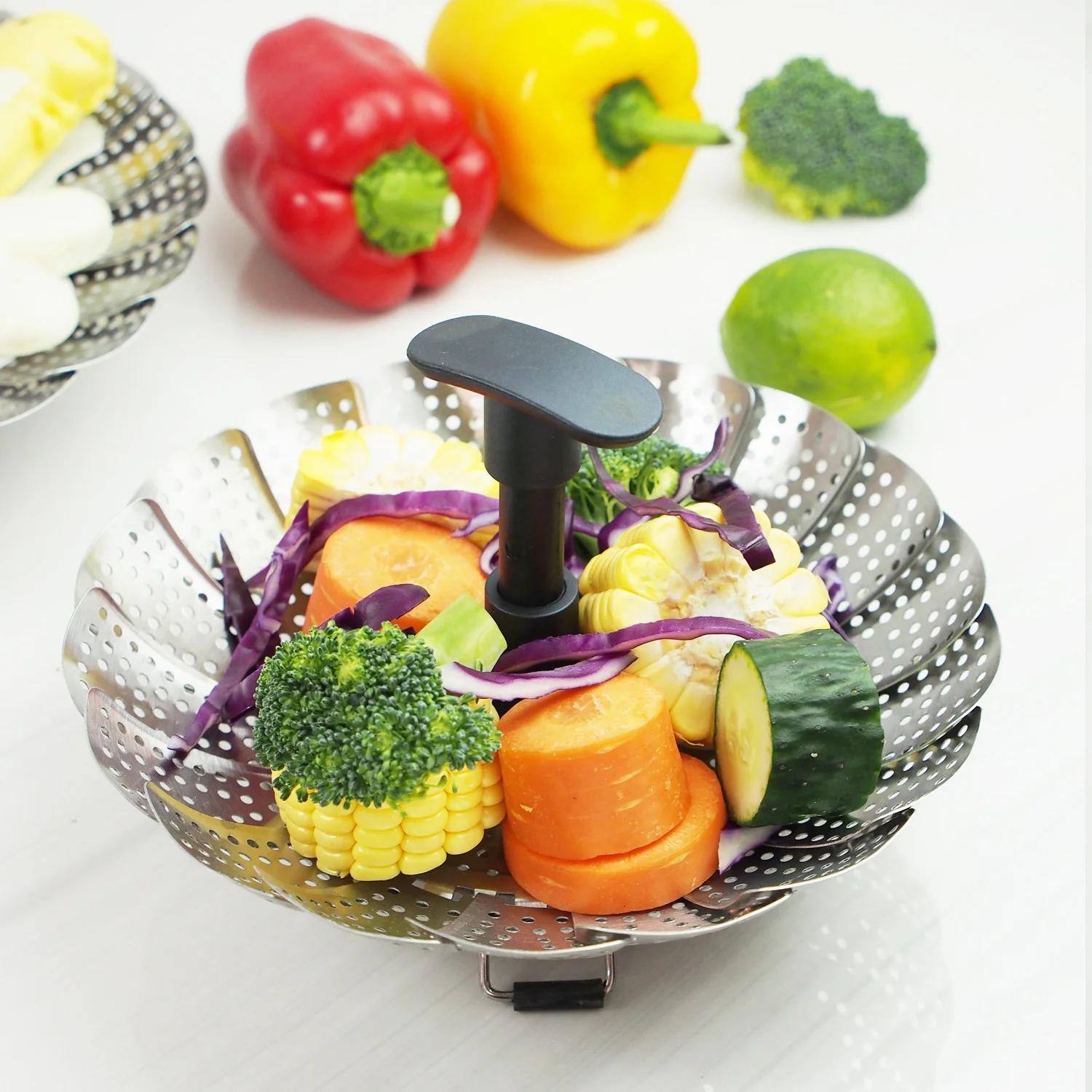 11-дюймовая складная корзина для отпаривателя из нержавеющей стали с телескопической