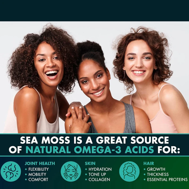 Organic Sea Moss Capsules 3000mg black seed oil Plus Bladderwrack Burdock Root Pure Sea Moss Capsule