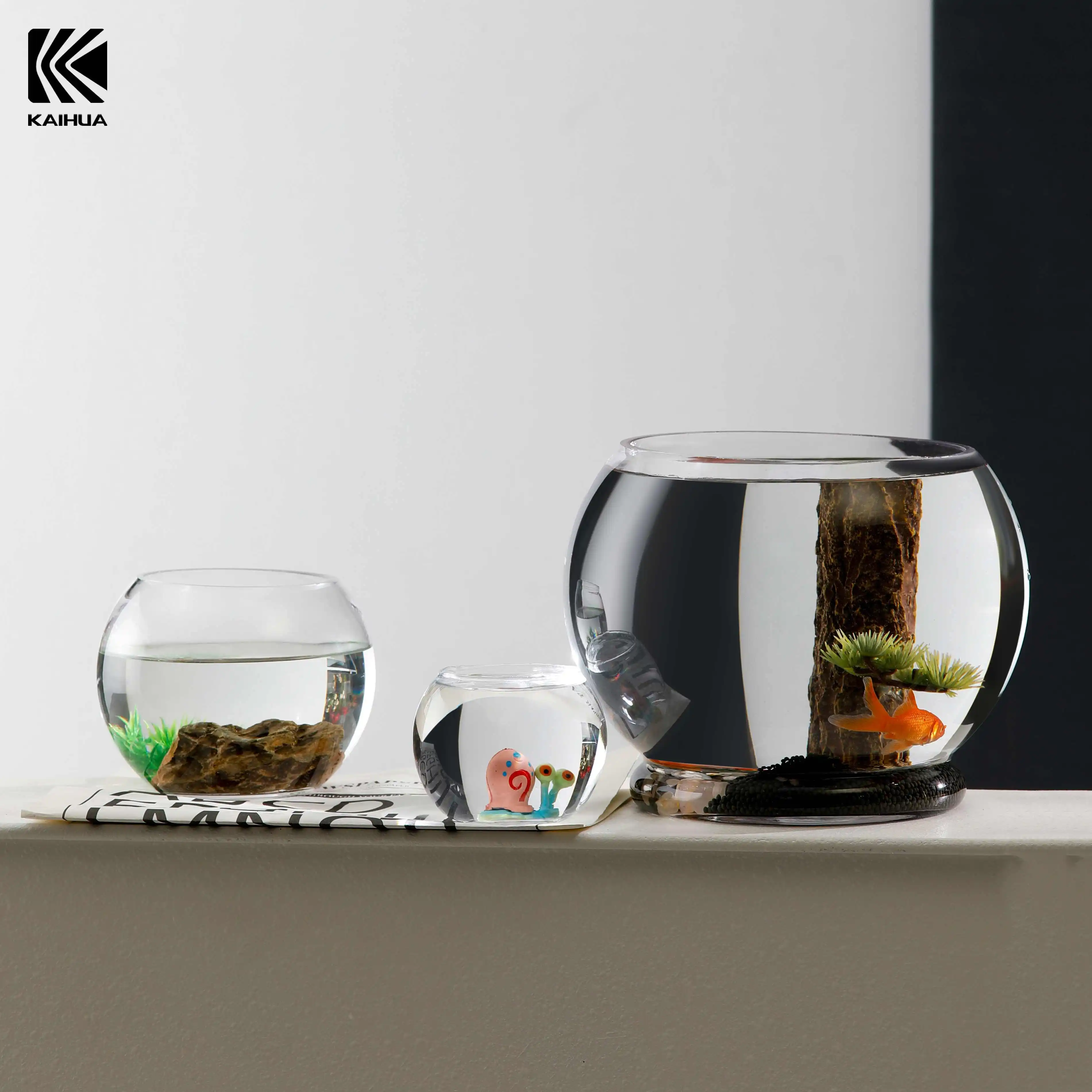 Прозрачный Ландшафтный маленький аквариум круглый мини-резервуар Настольный многоцелевой гидропонный