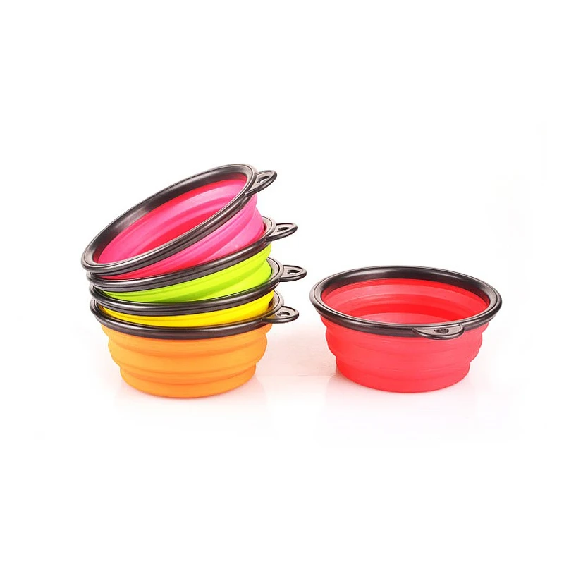 Hot sale foldable water dog bowl foldable dog water bowl silicon folding dog bowl