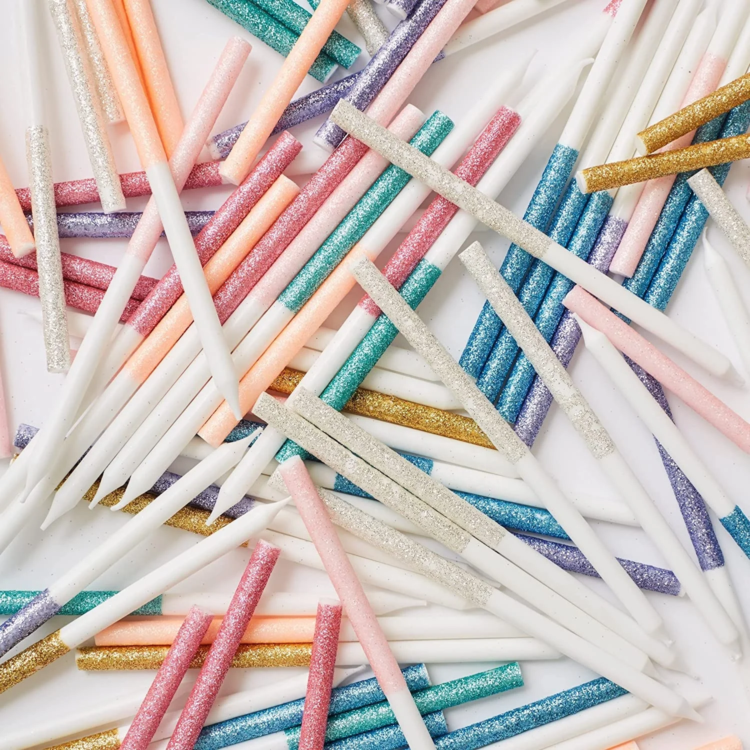 Free Sample Policy Multicolor Dipped Glitter Candles For Cake