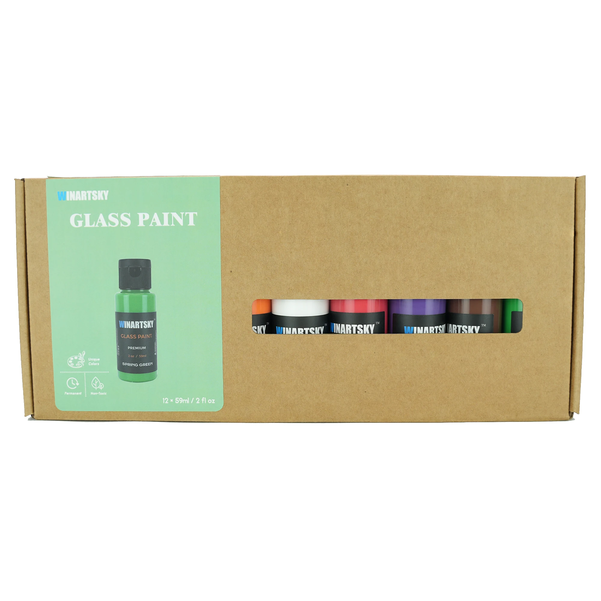 Colorful Stain Waterproof 12colors Glass Paint Set  for Arts on Wine Glasses Bottle and Windows