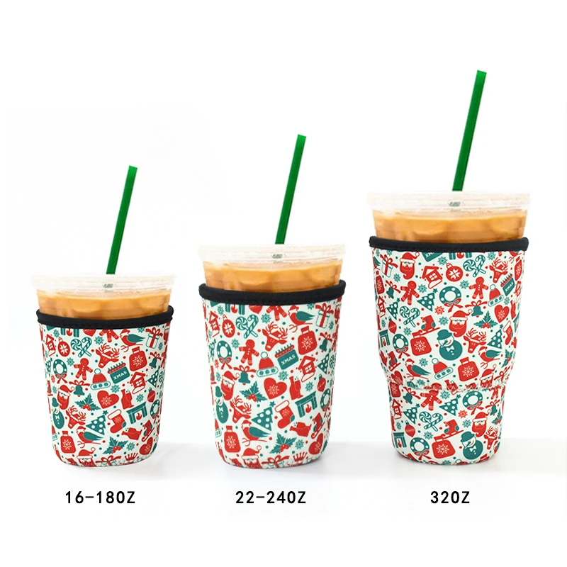 Logo Print Insulated Hot Iced Coffee Sleeve Holder Reusable Custom Neoprene Coffee Cup Sleeve