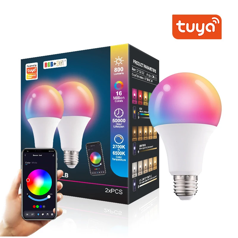Tuya Wifi Smart Home B22 E27 10W Light Bulb Ball Bubbles CCT+RGB LED Ball Bubble Lamp Dimming Led Smart Bulb