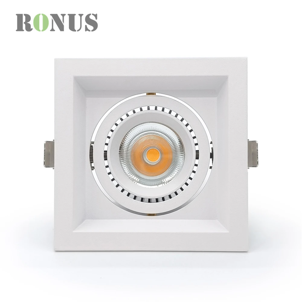 Rectangular Recessed LED COB 7W*2 Ceiling Double Head Adjustable Indoor Hotel Downlight Grille Light