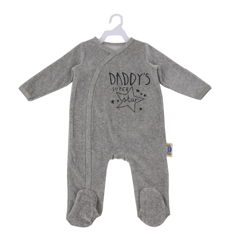 
wholesale Newborn Boys Girls Long sleeves Jumpsuits Soft Warm Velvet Stretches Foot Baby Romper Bodysuits Clothes 