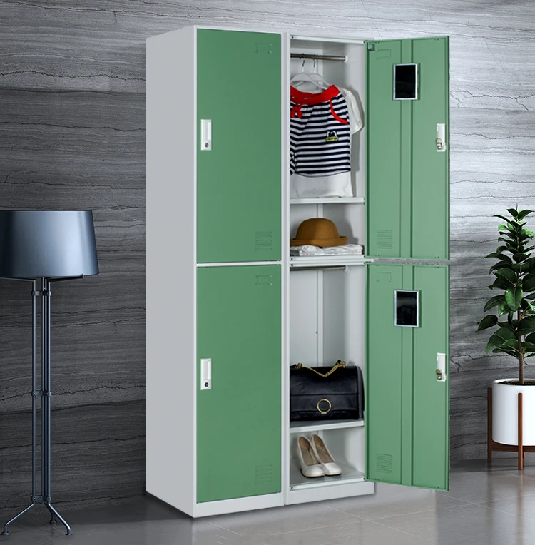 Metal Furniture Four Door Thin Steel Storage Cabinet Shelf Sports Swimming Pool Lockers With Metal Lock