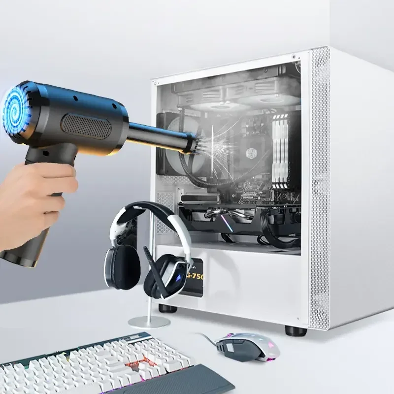 Portable Wireless 2-in-1 Air Duster Blower Electric Cordless Household Vacuum Cleaner with Compressed Air and USB Charging