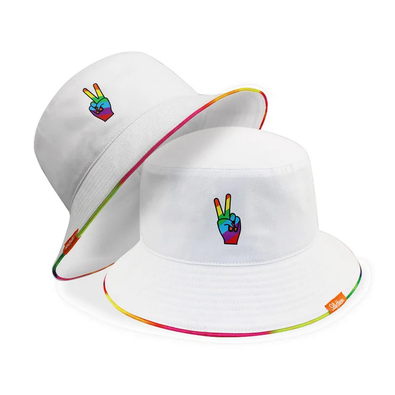 FL-BK023 Custom Printed Plain Logo Twill 100% Cotton Cartoon Pattern Foldaway Bucket Hat Headgear For Summer Beach