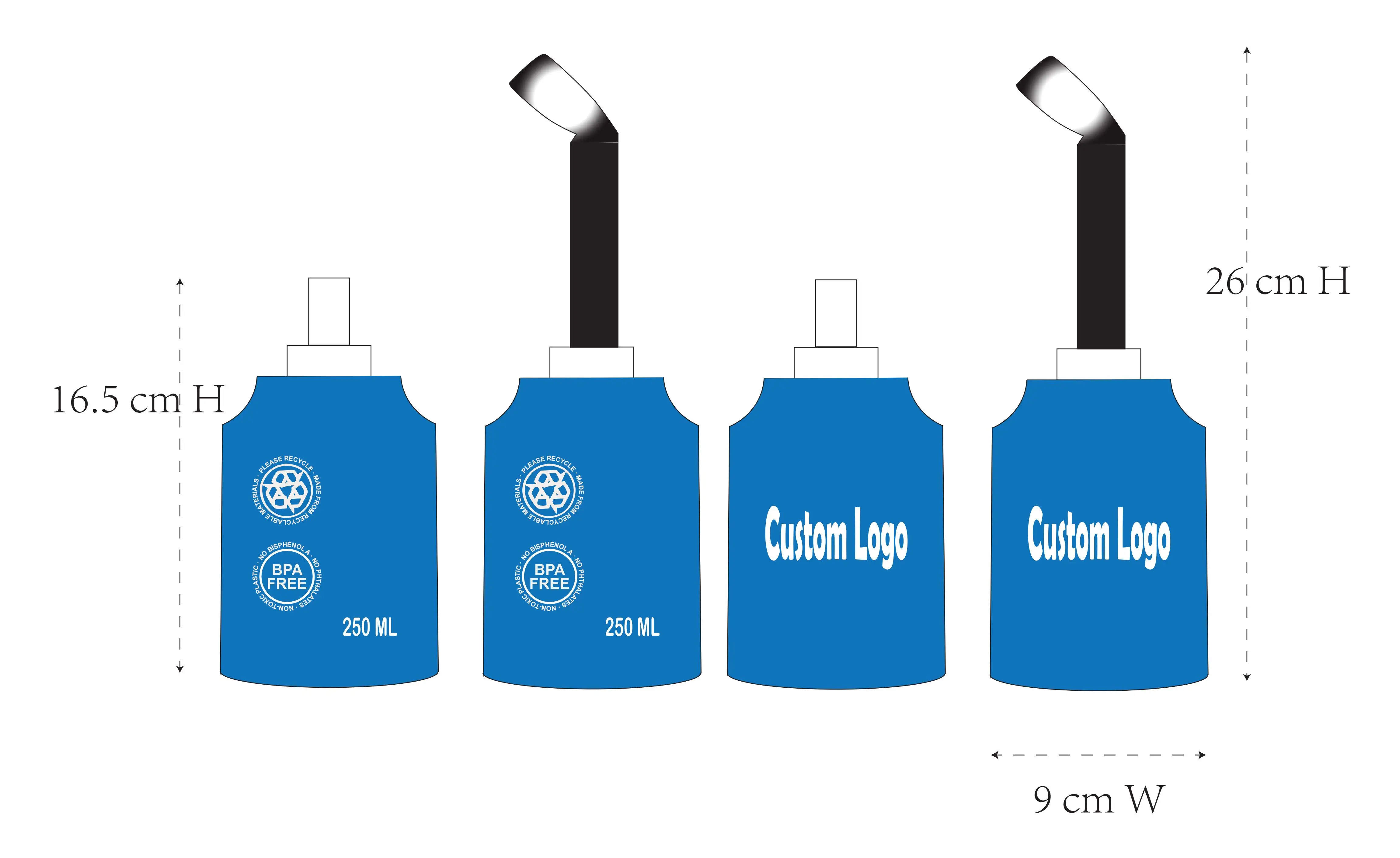 Custom logo folding bottle silicone foldable water kettle BPA free running water bottles