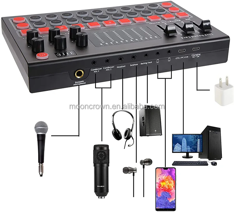 M9 sound card audio interface mixer v9plus usb studio recording External Connect Phone pc karaoke Live Broadcast audio card