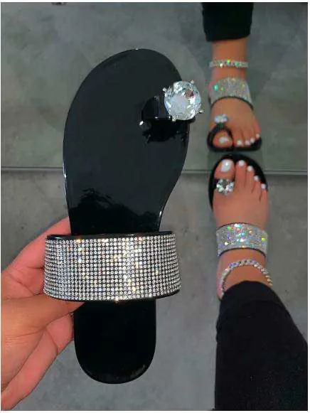 
Ladies Beach Slides Slippers Women Footwear Diamond Shining Sparkle Flat Transparent Slides Jelly sandals 