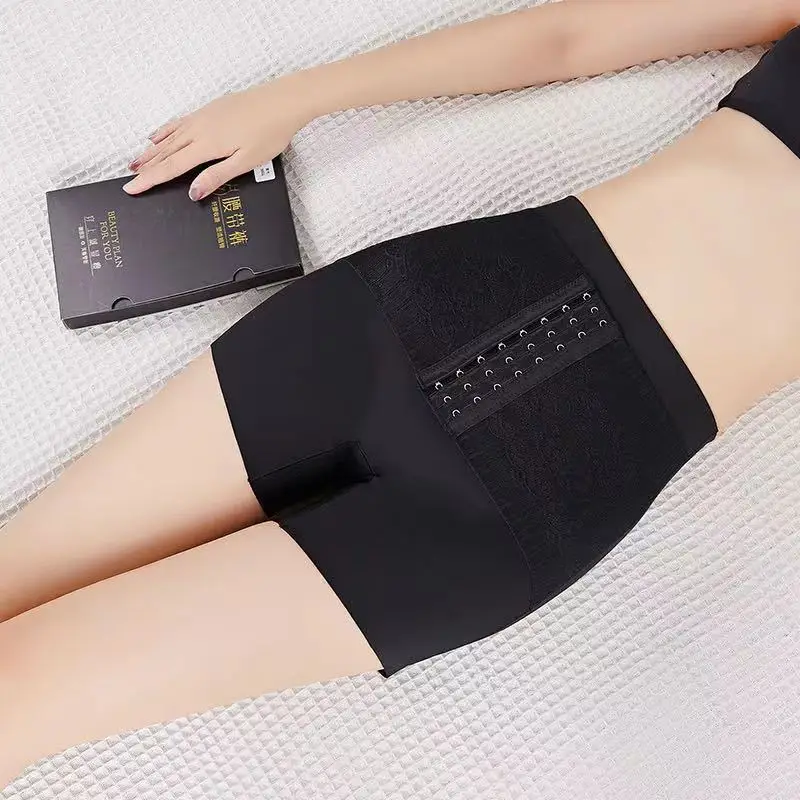 Tummy Control Body Shaper Yoga Pants High Waist Breasted Corset Shorts with Hooks for Women