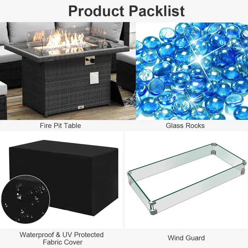 Unique Custom Luxury Rattan Table Garden Backyard System Fire Pits Patio Wicker Heating Garden Gas Fire Pits