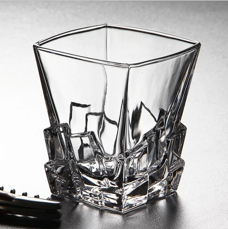 
New design glass whiskey crystal whiskey glass cup square rocking whiskey glass for sale 
